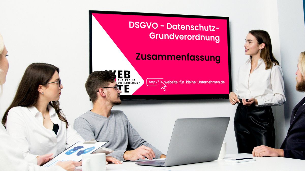 Website kleine Unternehmen - Datenschutz-Grundverordnung DSGVO Zusammenfassung - Team Meeting